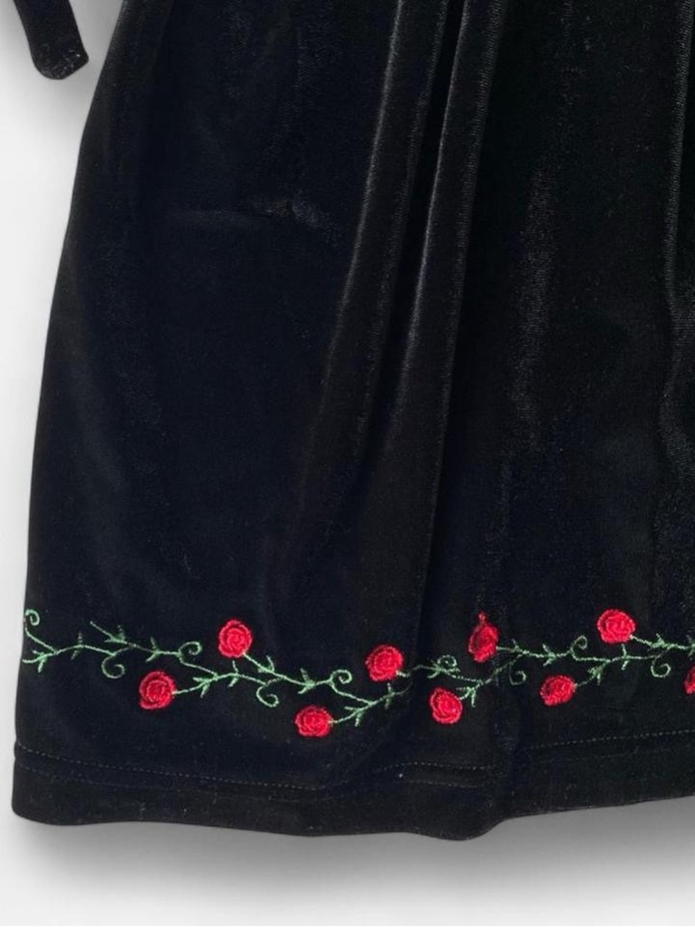 Girls vintage Y2K black velvet floral dress - Picture 5 of 6
